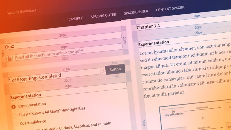 Image of design system elements showing spacing guidelines.