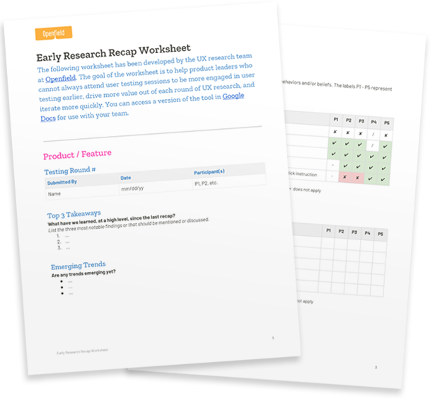 Graphic showing Early Research Recap Worksheet