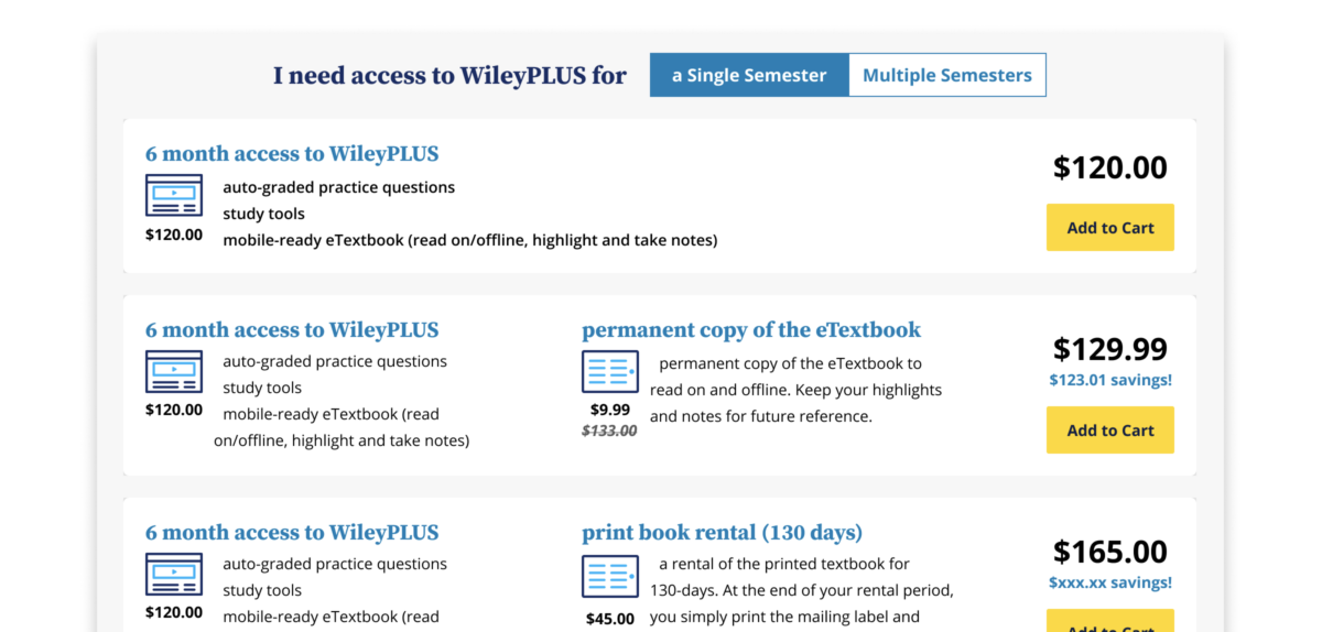 Crop of the redesigned WileyPLUS student registration page.