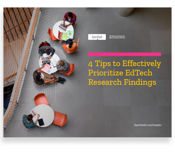 Image showing cover of PDF download - 4 Tips to Effectively Prioritize EdTech Research Findings