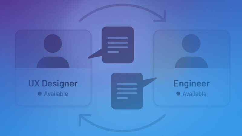 Background image showing icons of a UX Designer and Engineer collaborating