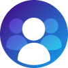 blue circle with three people icons in it