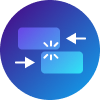 blue circle with two shapes hitting and causing friction