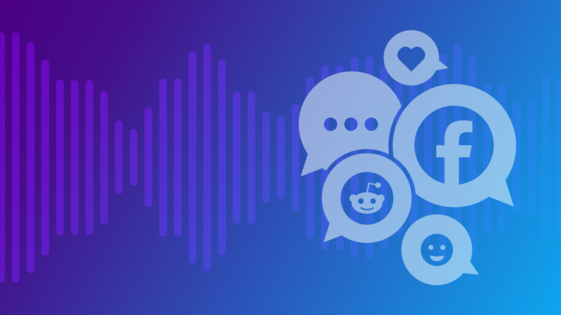 Graphic for social listening to user feedback on social media.